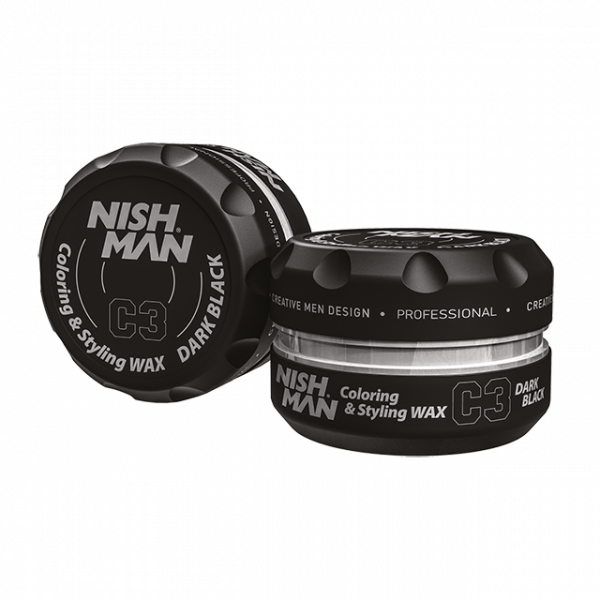 Cire capillaire colorante Noire NISH MAN -100ML